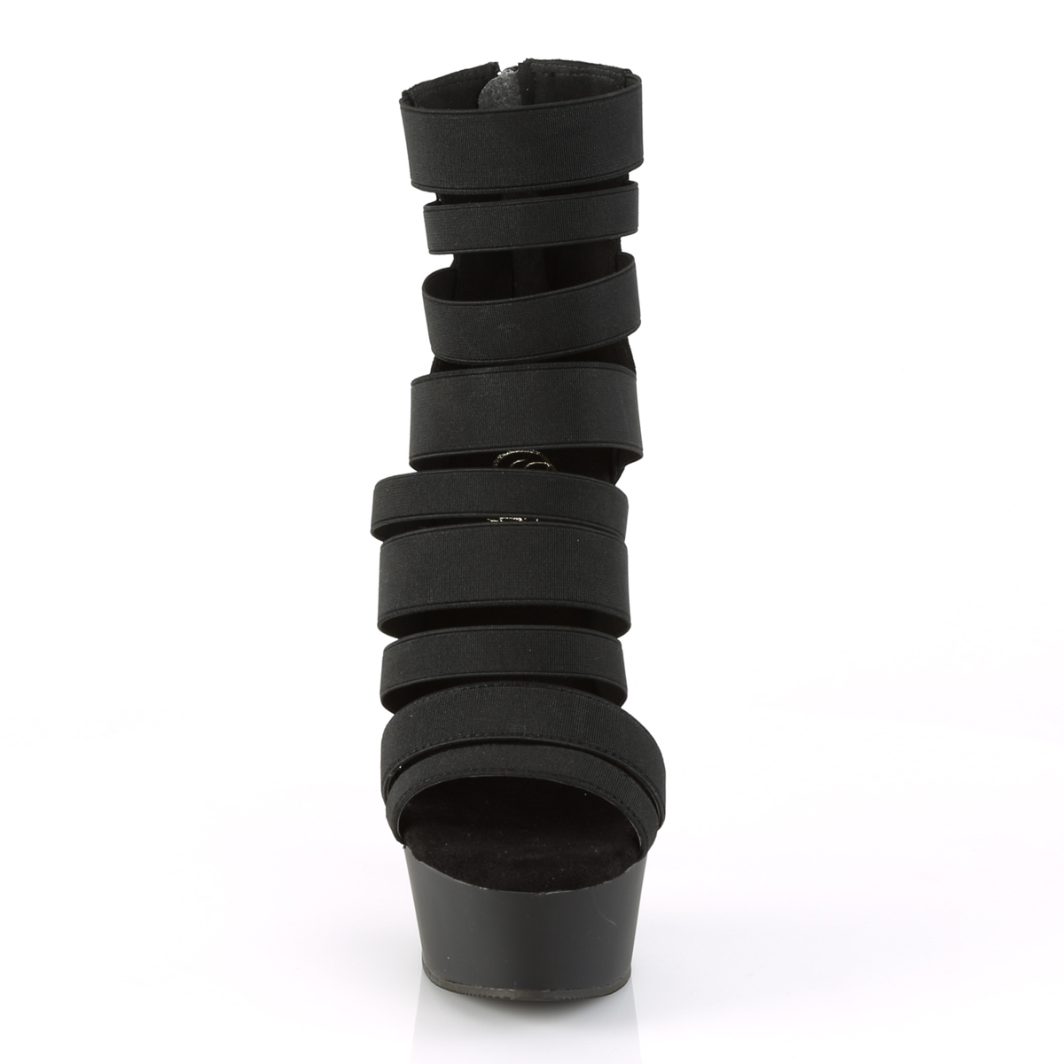 Pleaser Delight-600-17 BELS/M - Černé páskové sandály na platformě s vysokými podpatky