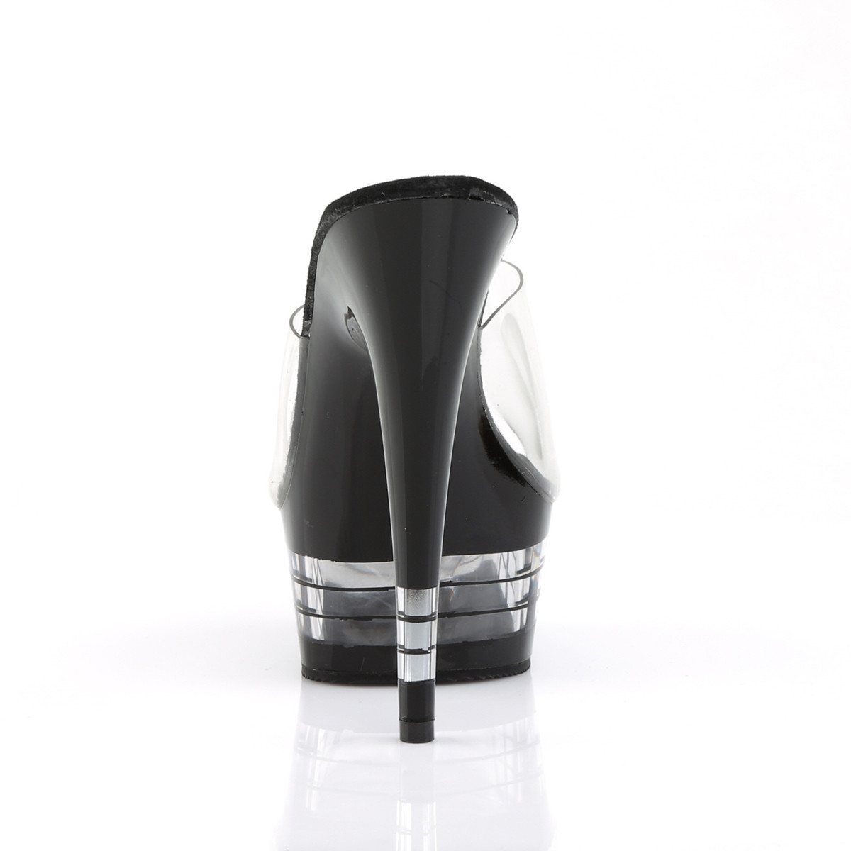 Pleaser Delight-601LN C/B - Průhledné pantofle na platformě s vysokými podpatky