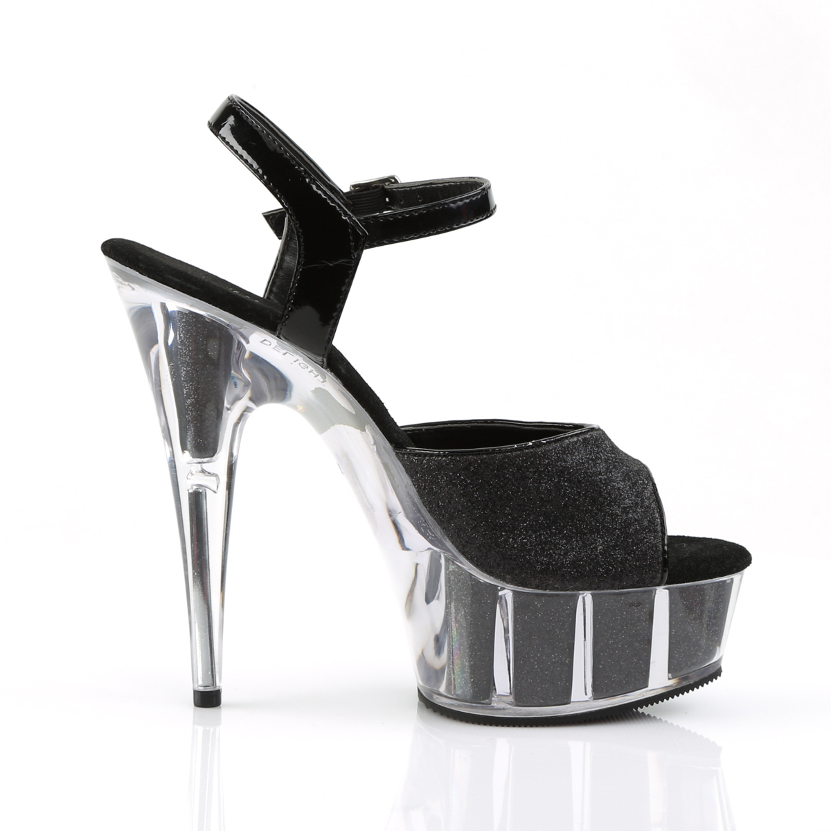 Pleaser Delight-609-5G B/M - Černé sandály na platformě s vysokými podpatky