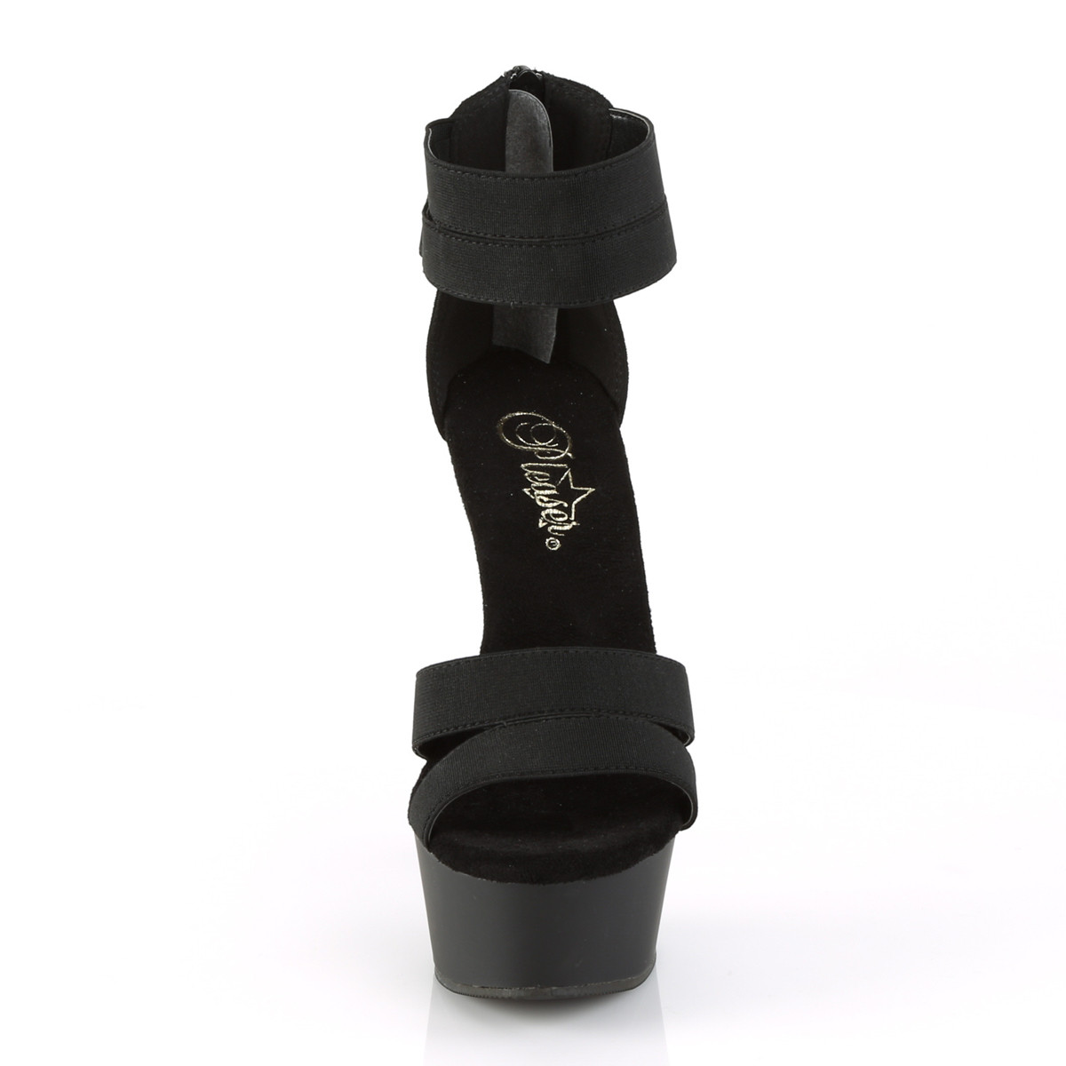 Pleaser Delight-623 BELS-MF/M - Černé boty s páskem přes kotník na platformě s vysokými podpatky