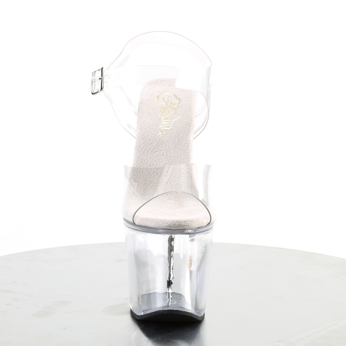 Pleaser Diamond-708 C/M - Průhledné sandály na vysoké platformě