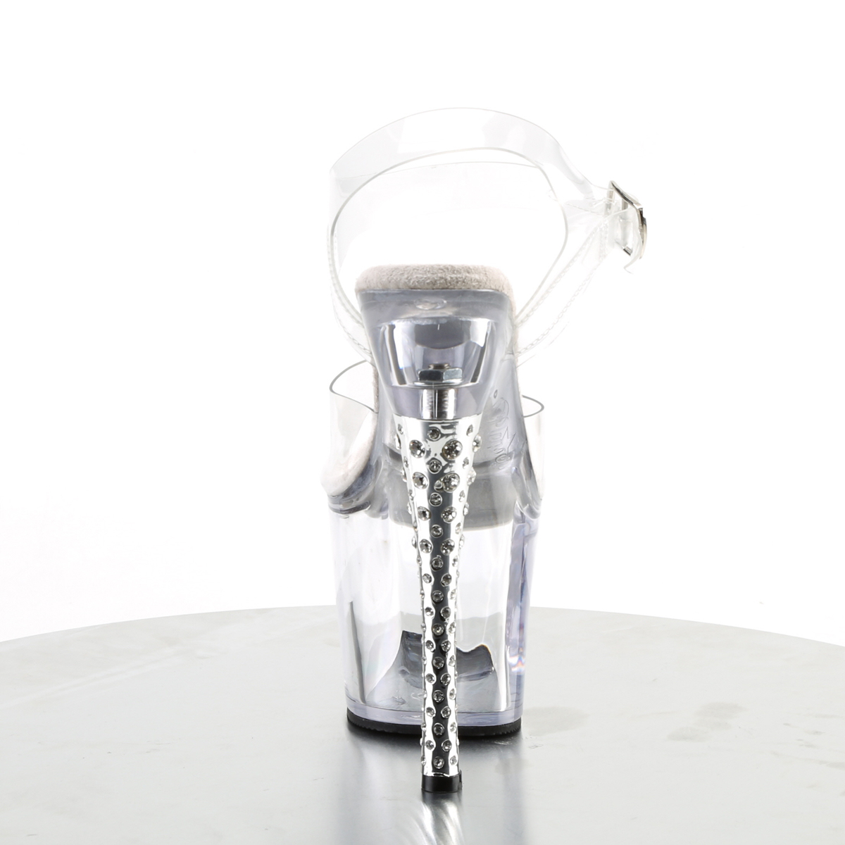 Pleaser Diamond-708 C/M - Průhledné sandály na vysoké platformě