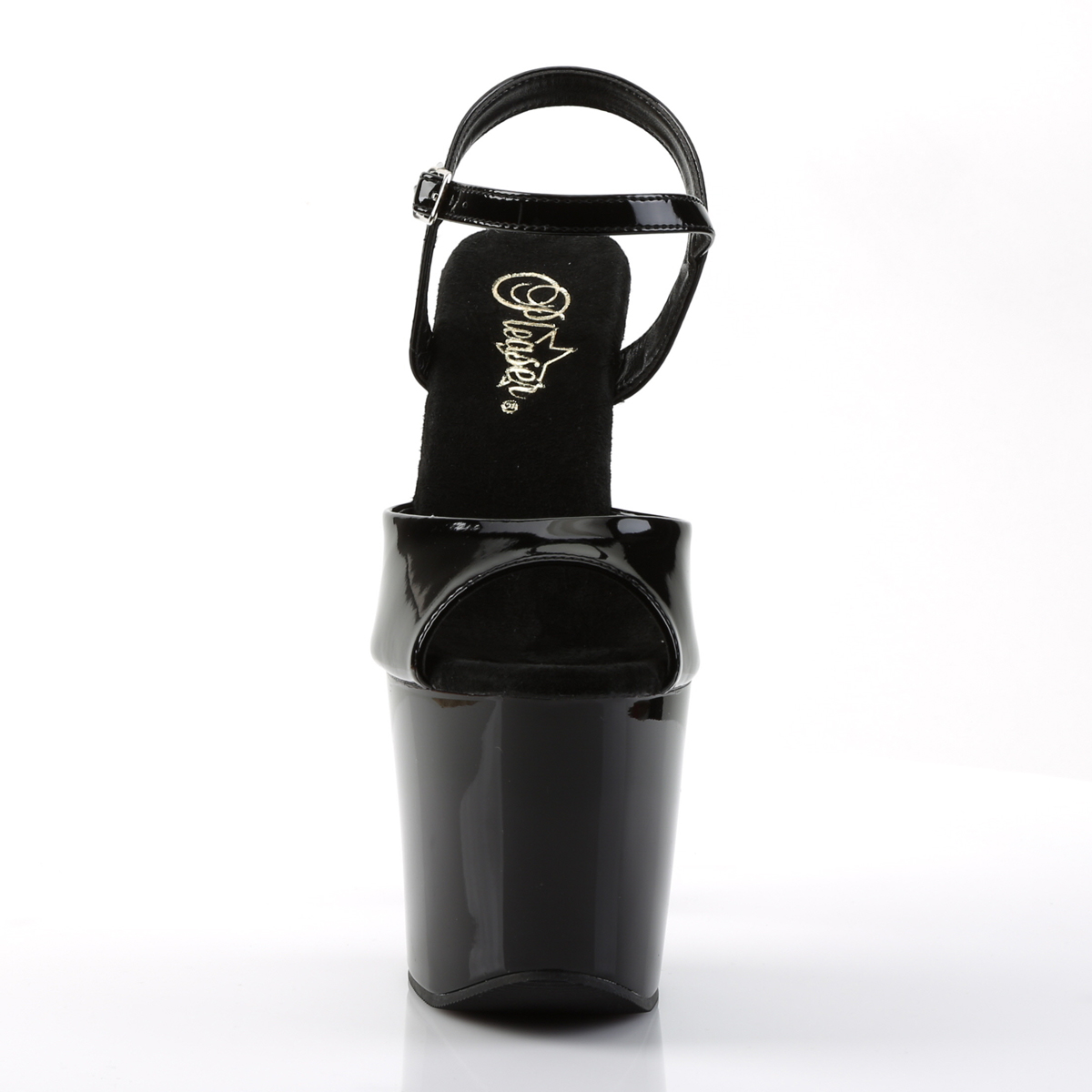 Pleaser Diamond-709 B/M - Lesklé černé sandály na vysoké platformě