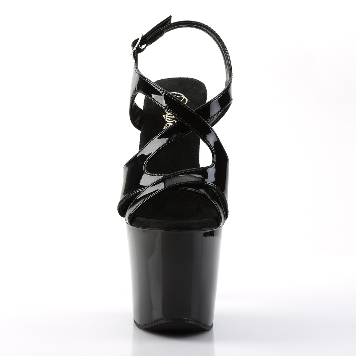 Pleaser Diamond-730 B/M - Lesklé černé sandály na vysoké platformě