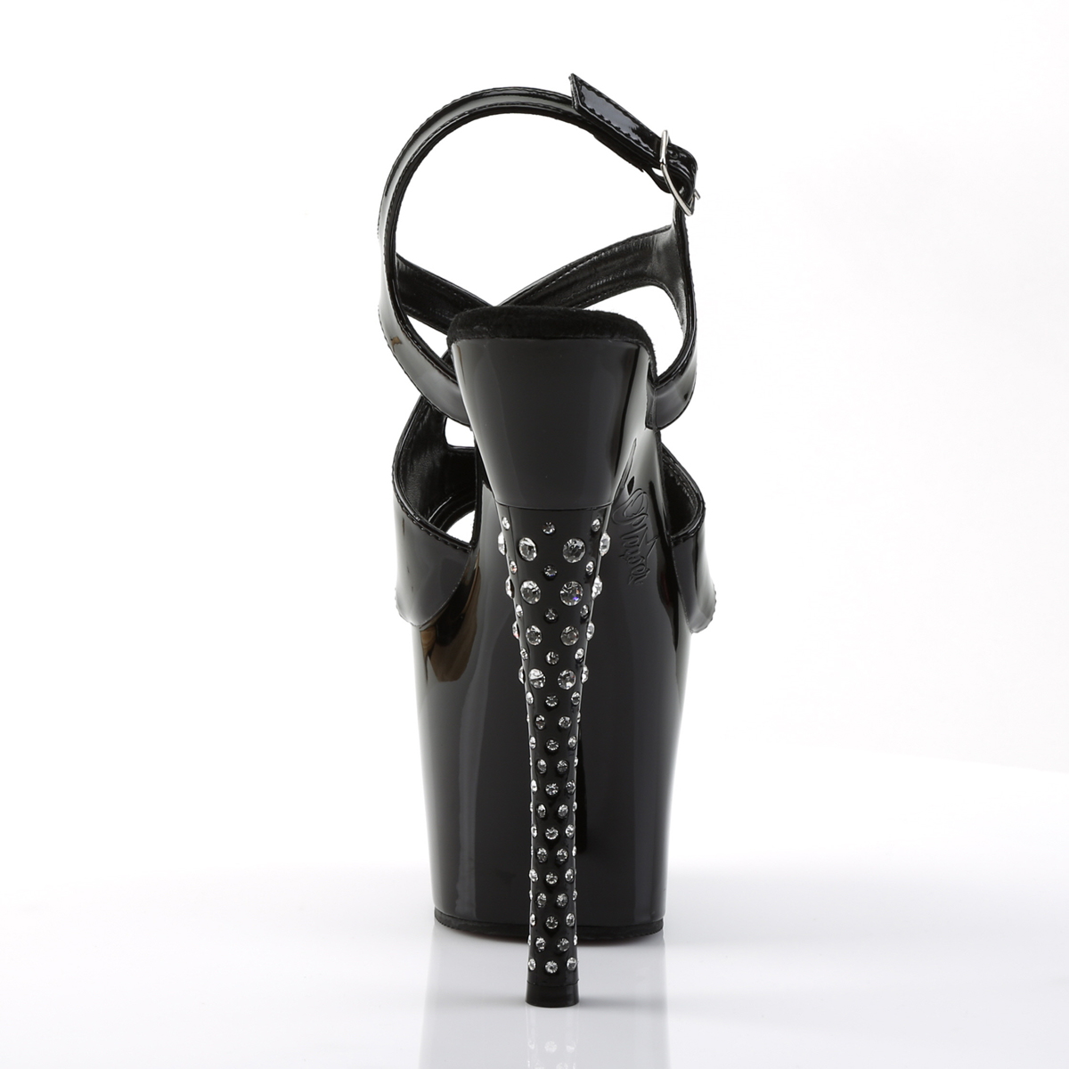 Pleaser Diamond-730 B/M - Lesklé černé sandály na vysoké platformě