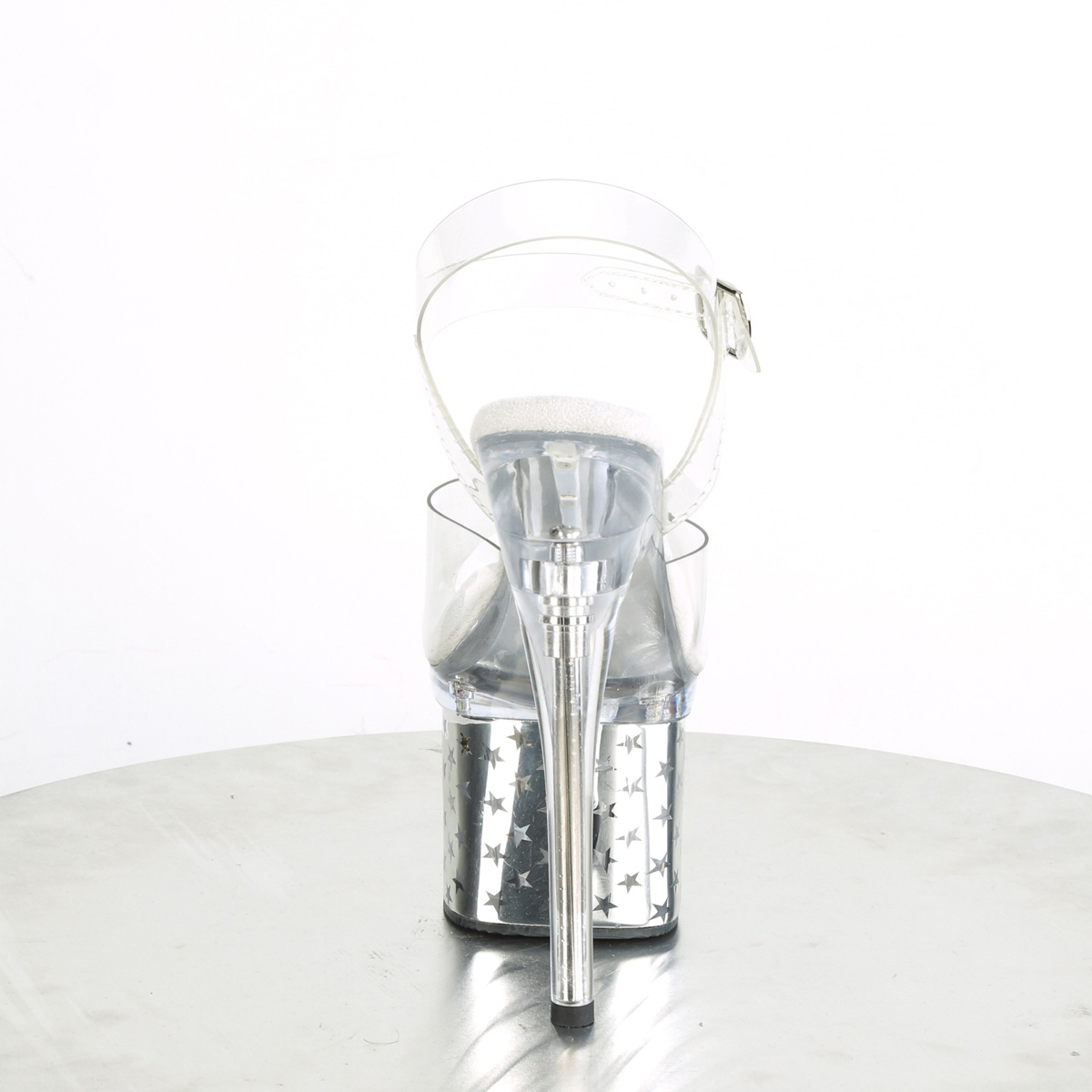 Pleaser Discolite-708STAR C/SCH - Průhledné svítící sandály na vysoké platformě