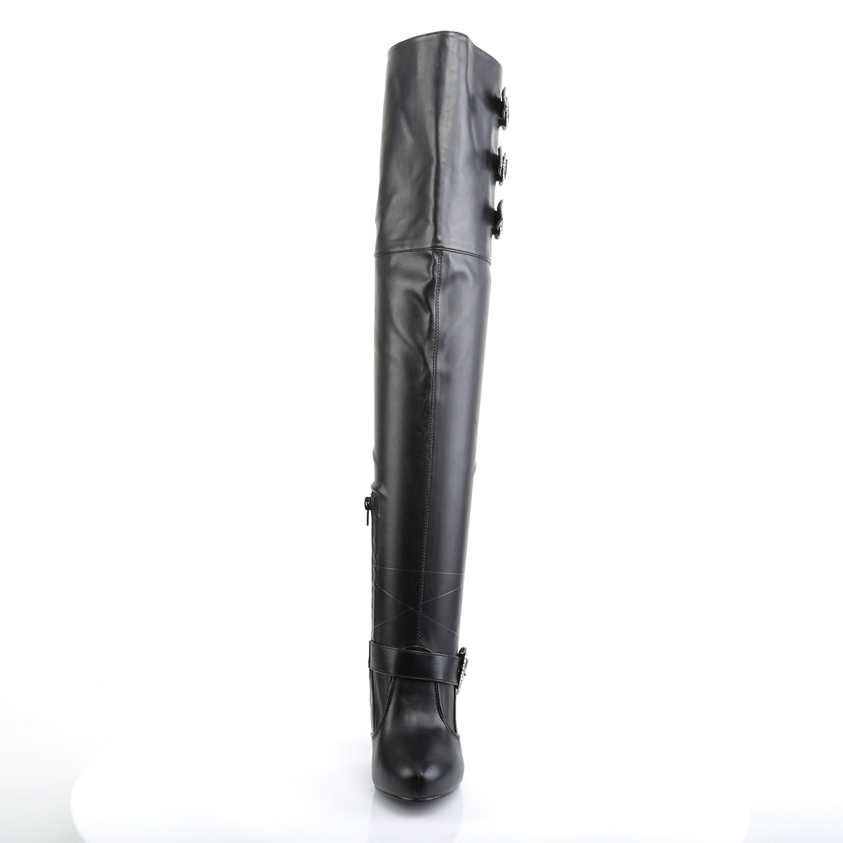 Funtasma Diva-3006X BPU - Černé kozačky nad kolena na podpatku pro širší chodidlo