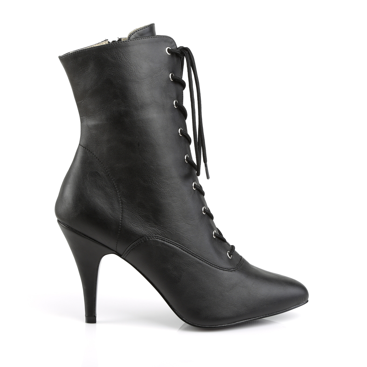 Pleaser Pink Label Dream-1020 BPU - Černé kotníkové kozačky na vysokém podpatku