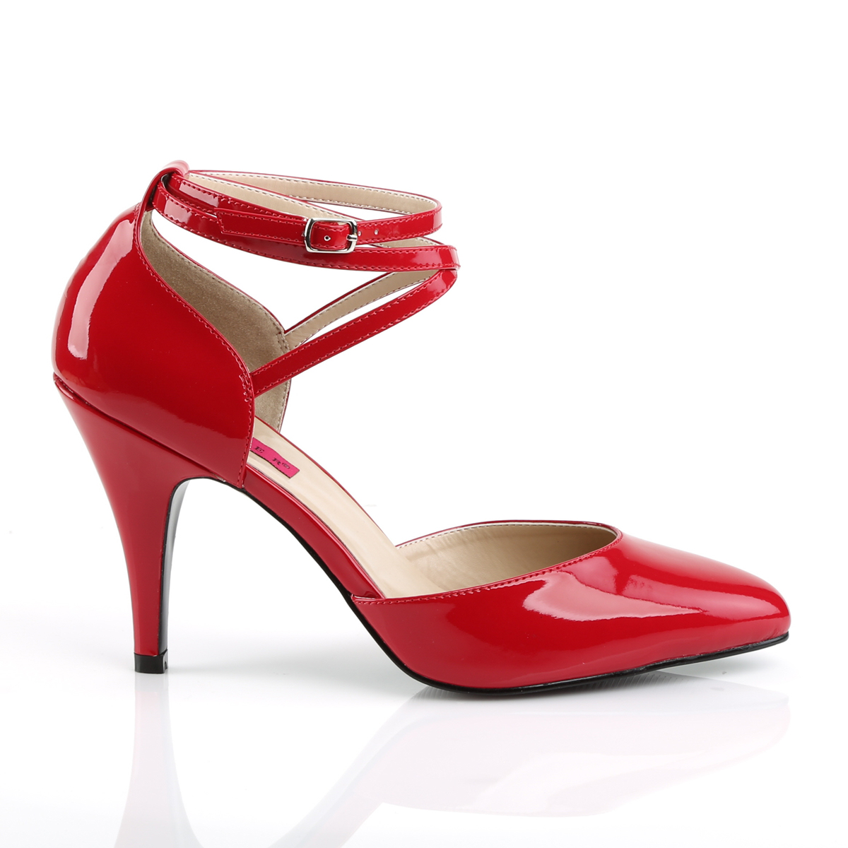 Pleaser Pink Label Dream-408 R - Lesklé červené sandály na vysokém podpatku