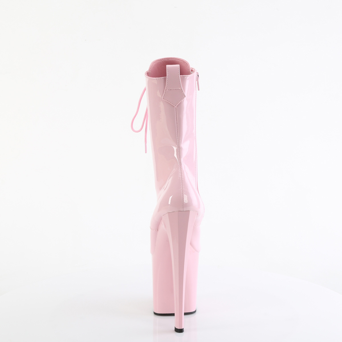 Pleaser Enchant-1040 BP/M - Lesklé růžové kotníkové kozačky na vysoké platformě