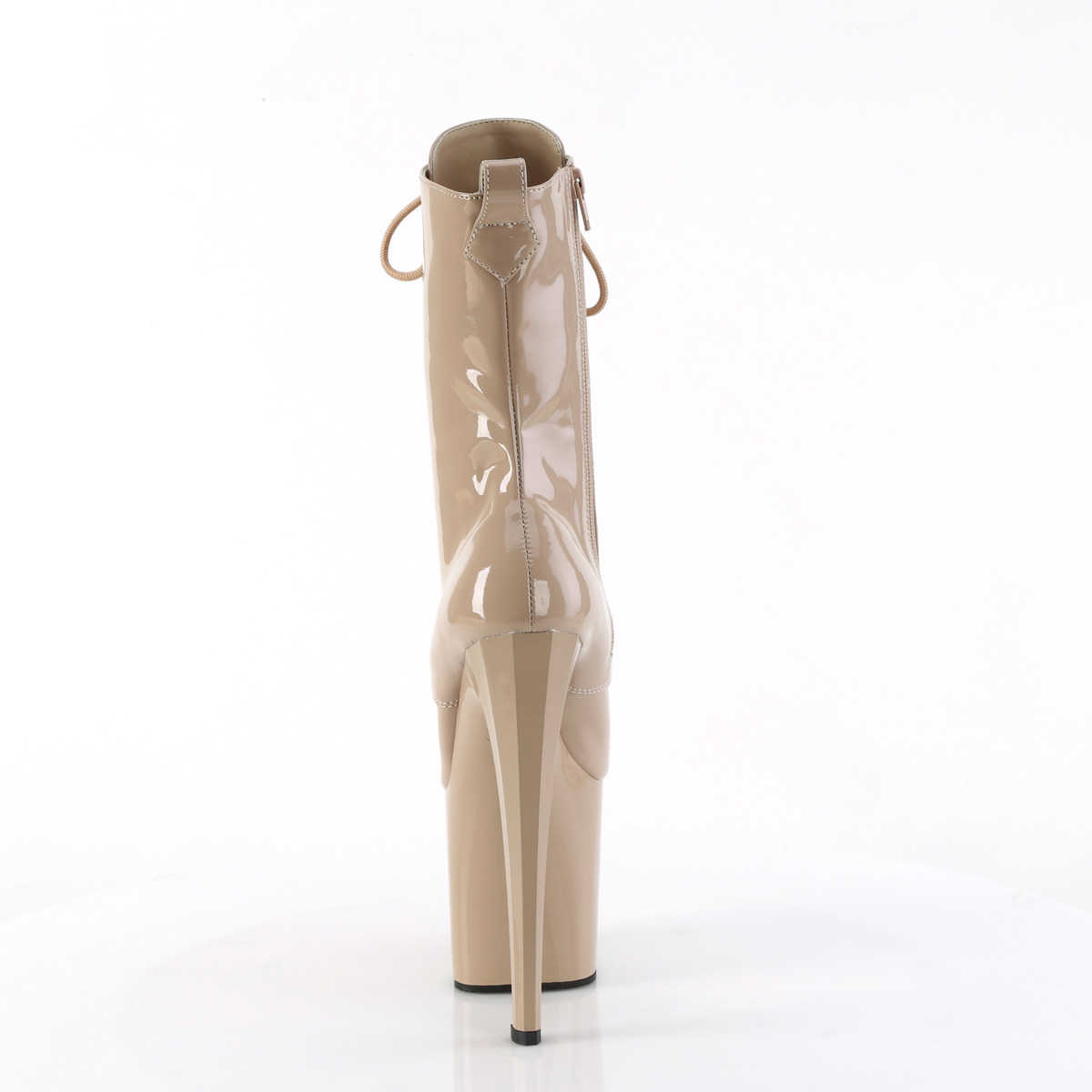 Pleaser Enchant-1040 ND/M - Lesklé béžové kotníkové kozačky na vysoké platformě