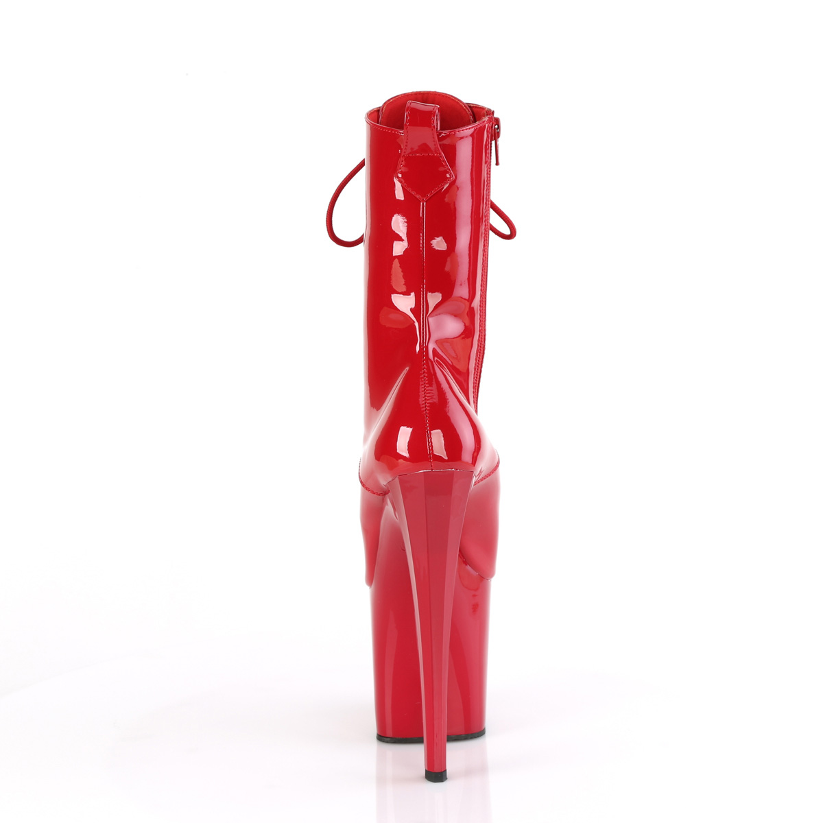 Pleaser Enchant-1040 R/M - Lesklé červené kotníkové kozačky na vysoké platformě