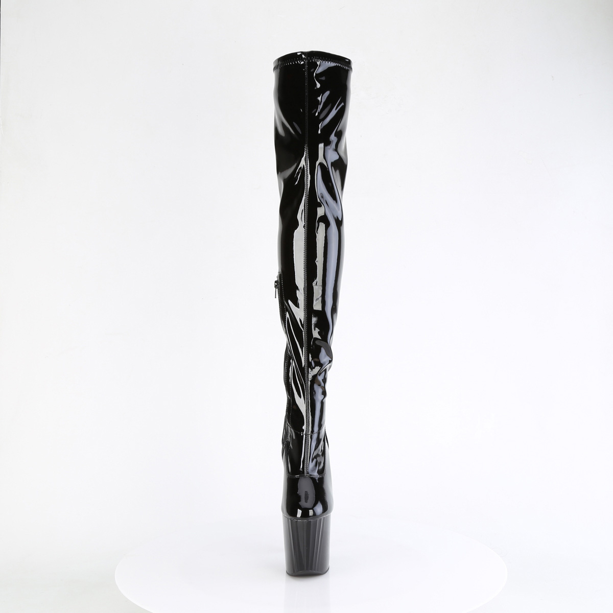 Pleaser Enchant-3000 B/M - Lesklé černé kozačky nad kolena na vysoké platformě