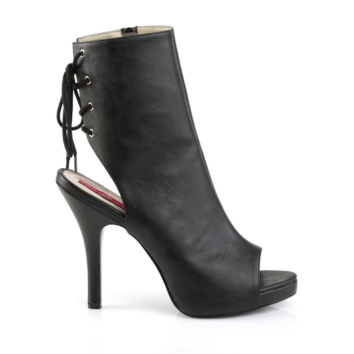 Pleaser Pink Label Eve-102 BPU - Černé kotníkové kozačky na vysokém podpatku