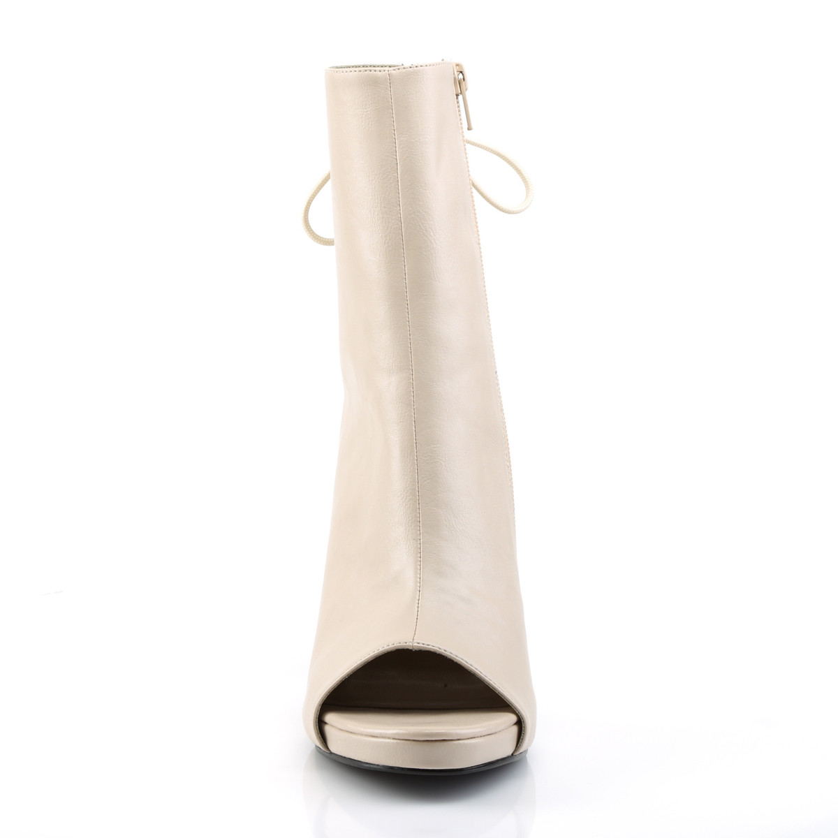 Pleaser Pink Label Eve-102 CRPU - Béžové kotníkové kozačky na vysokém podpatku