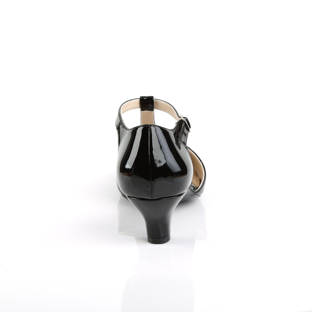 Pleaser Pink Label Fab-428 B - Lesklé černé lodičky s páskem bez platformy