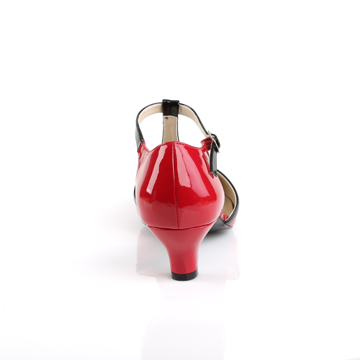 Pleaser Pink Label Fab-428 R-B - Lesklé červené lodičky s páskem bez platformy