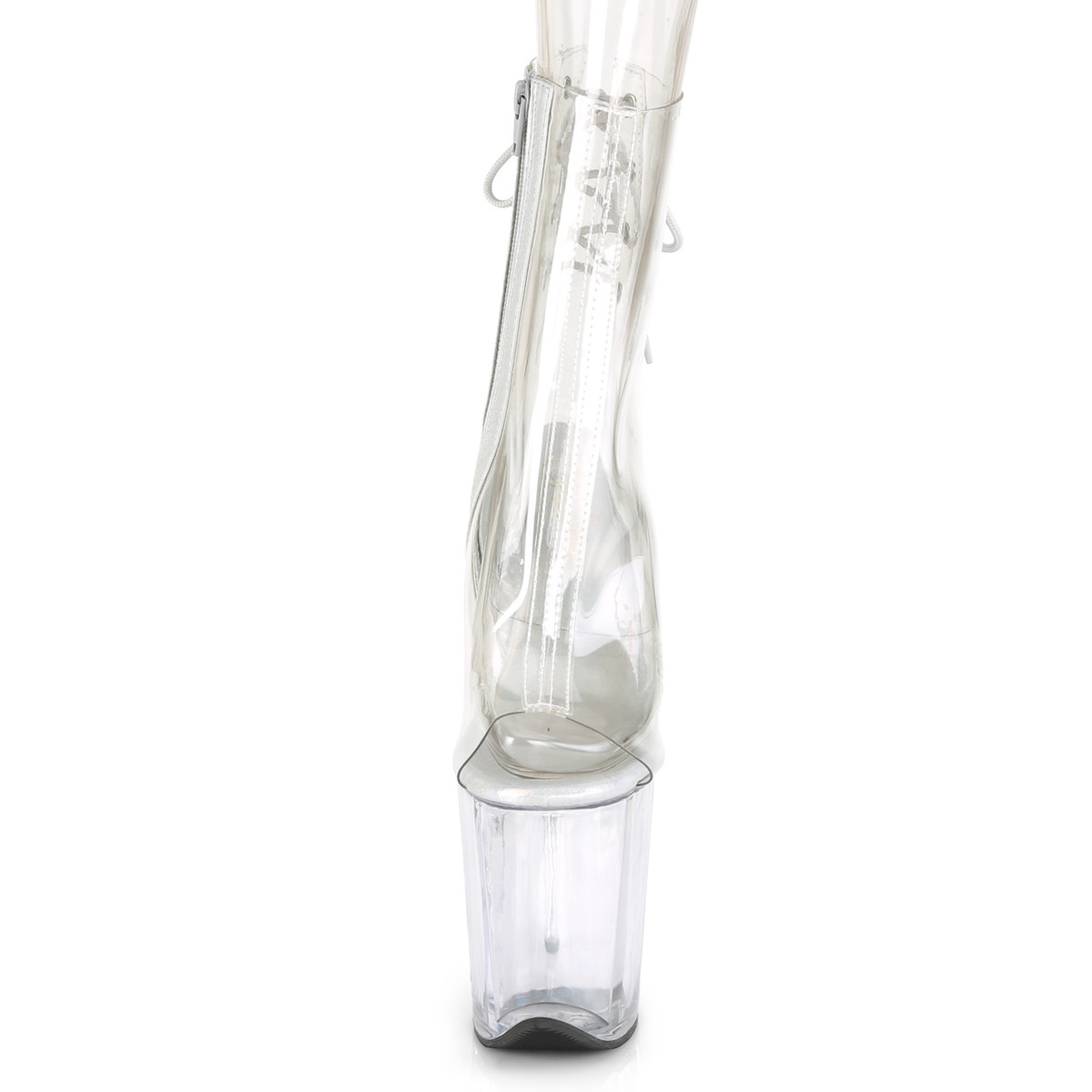 Pleaser Flamingo-1018C C/M - Průhledné kozačky s otevřenou špičkou na vysoké platformě