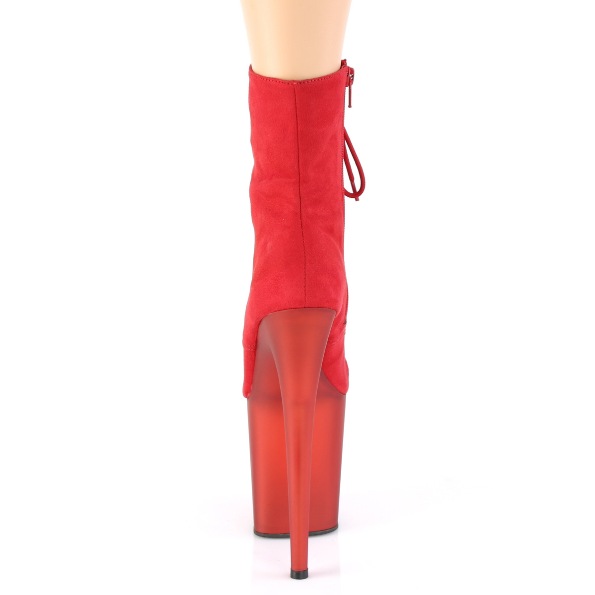 Pleaser Flamingo-1020FST RFS/R - Červené kotníkové kozačky na vysoké platformě