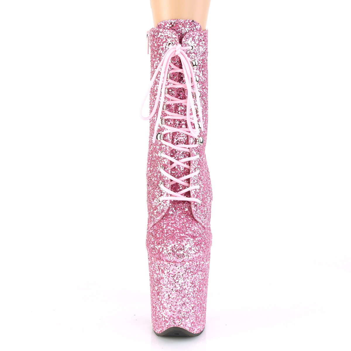 Pleaser Flamingo-1020GWR BPG/M - Růžové kotníkové kozačky na vysoké platformě