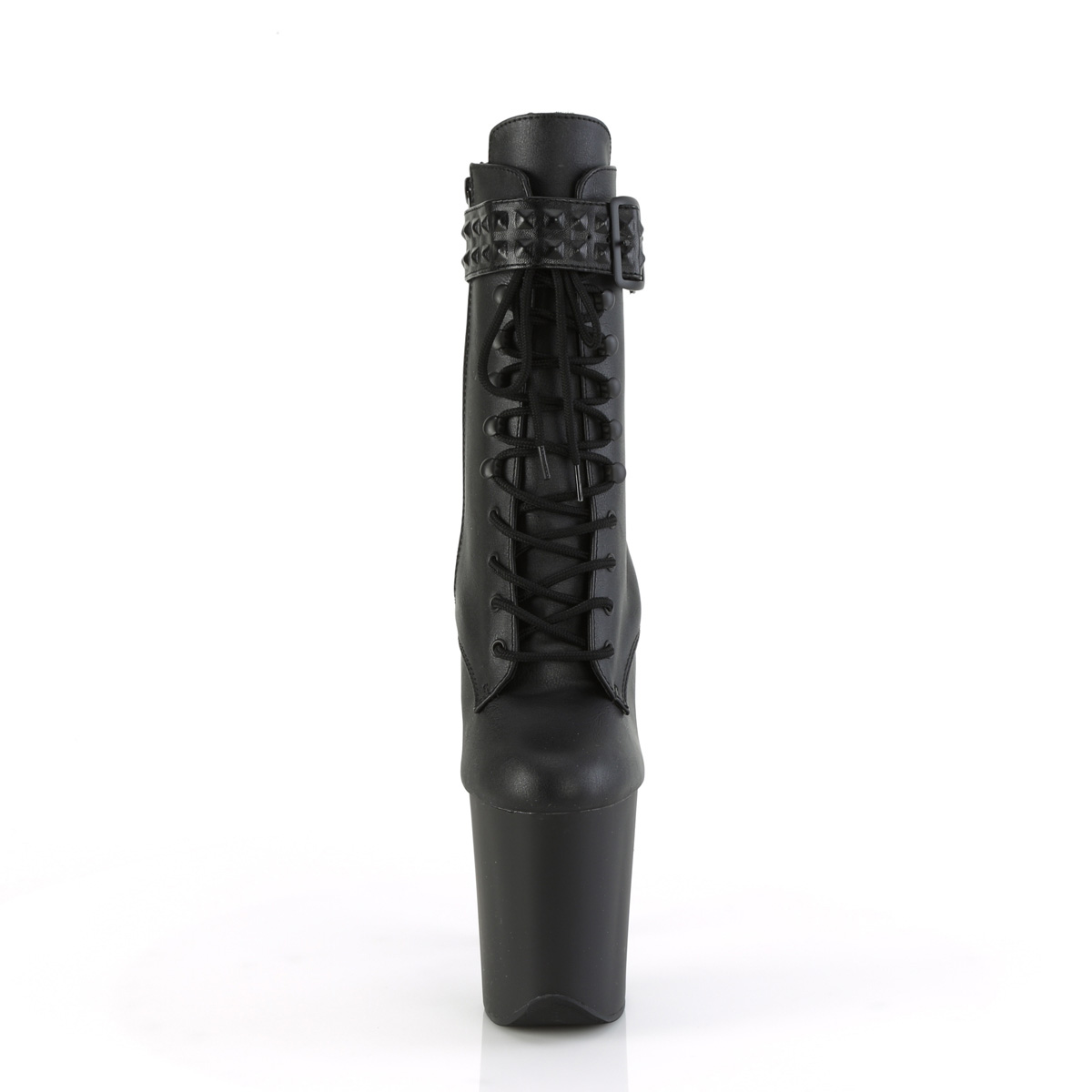 Pleaser Flamingo-1020STR BPU/M - Černé kotníkové kozačky na vysoké platformě