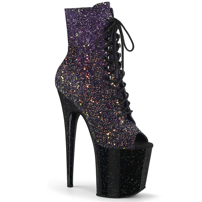 Pleaser Flamingo-1021OMBG PPG/B - Fialové kotníkové kozačky na vysoké platformě