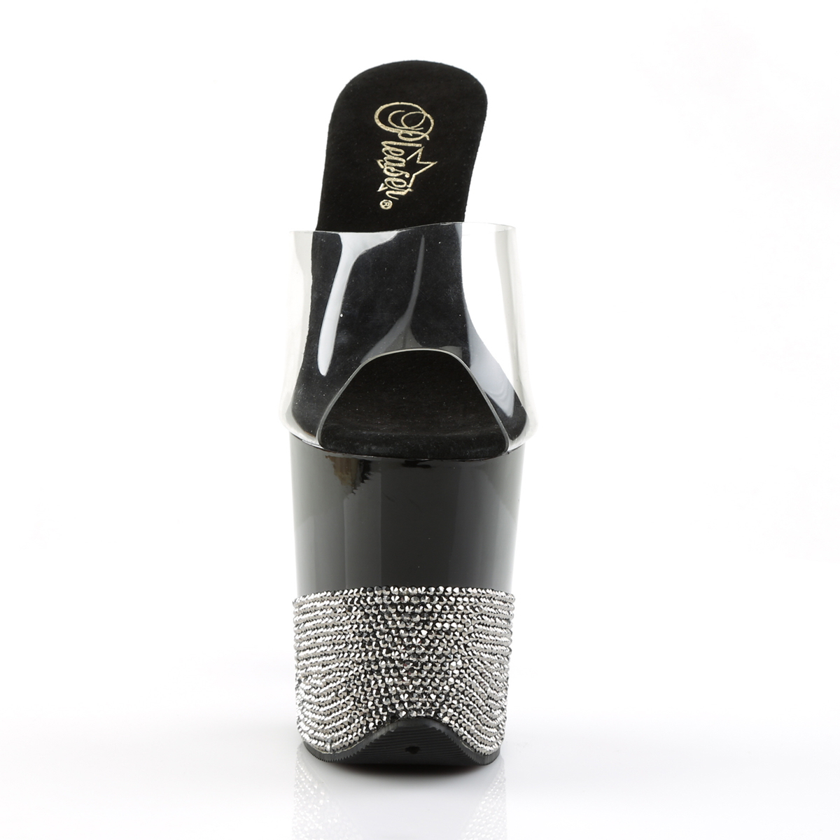 Pleaser Flamingo-801-3 C/B-PWRS - Průhledné sandály na vysoké platformě