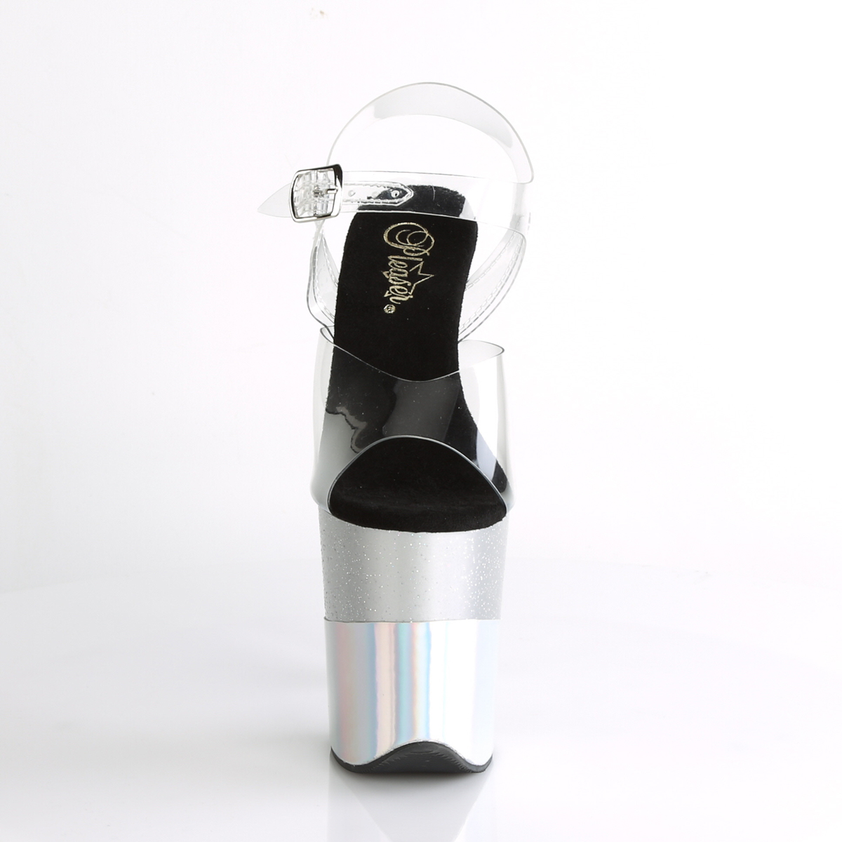 Pleaser Flamingo-808-2HGM C/SGHG - Průhledné sandály na vysoké platformě