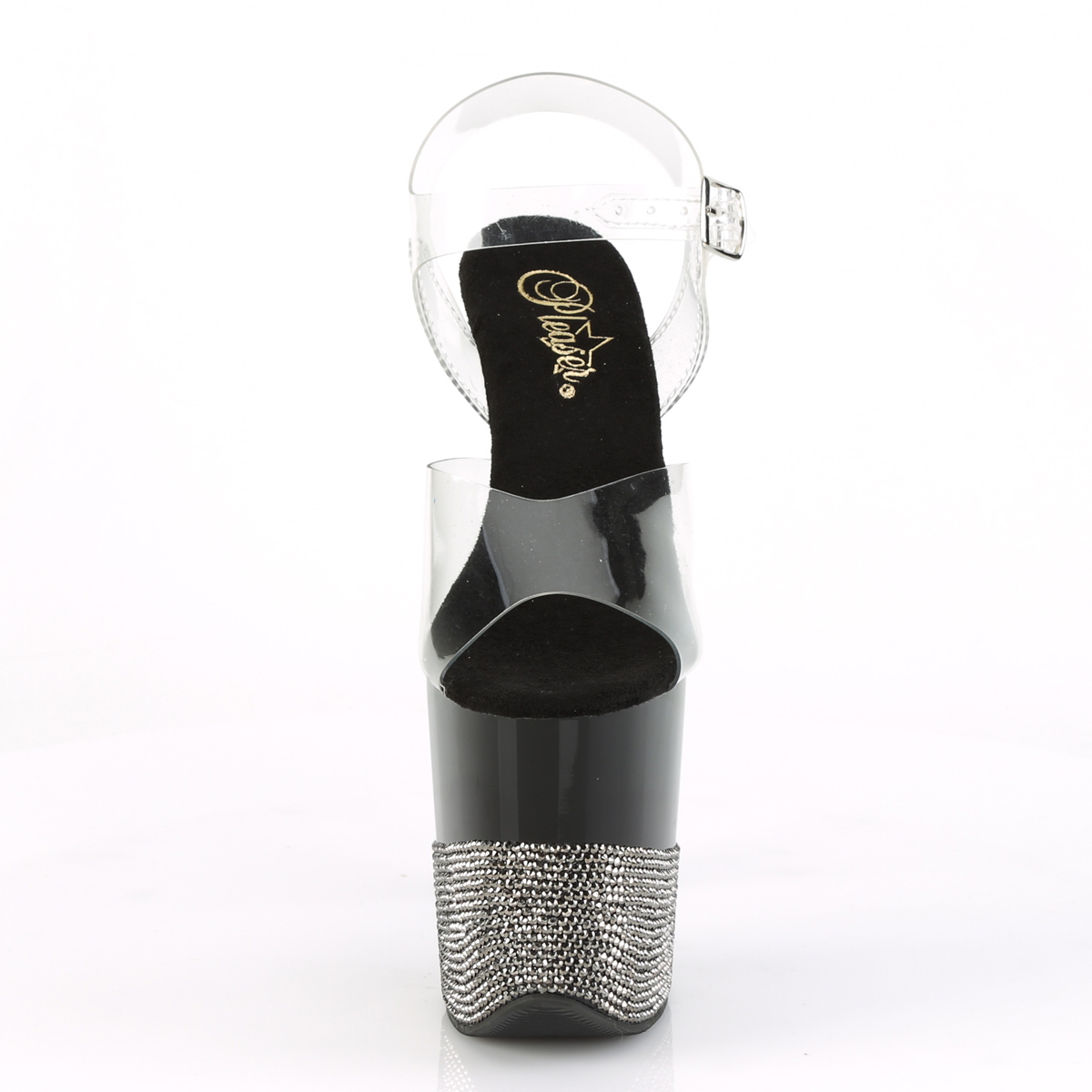 Pleaser Flamingo-808-3 C/B-PW - Průhledné sandály na vysoké platformě