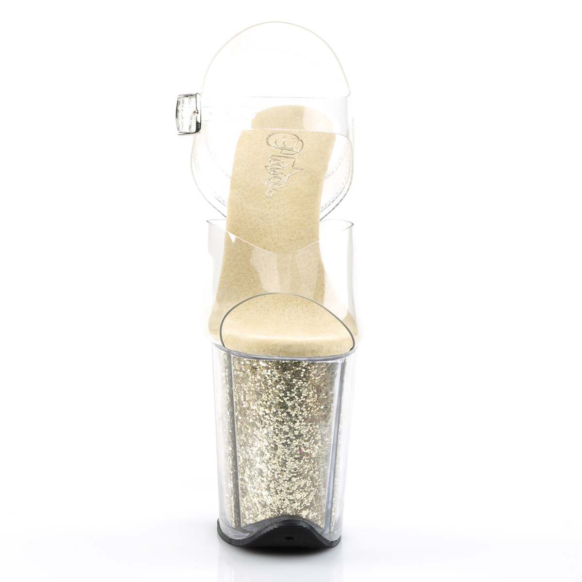 Pleaser Flamingo-808G C/G - Průhledné sandály na vysoké platformě