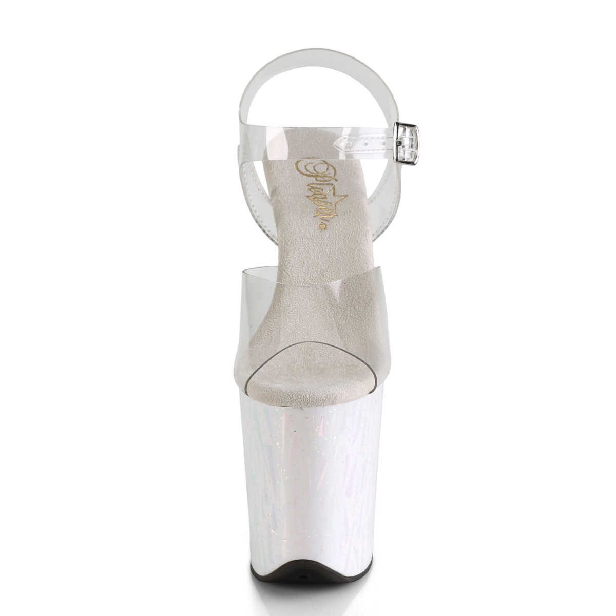 Pleaser Flamingo-808SPLA-2 C/WHG - Průhledné sandály na vysoké platformě