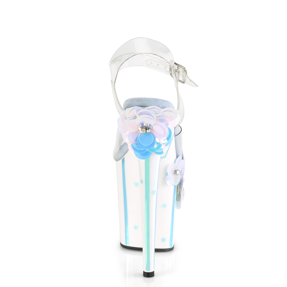 Pleaser Flamingo-808SQFL C/LBUIRI - Průhledné sandály na vysoké platformě