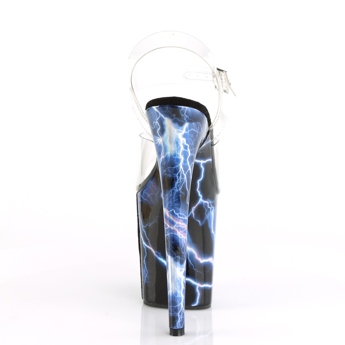Pleaser Flamingo-808STORM C/BLUHG - Průhledné sandály na vysoké platformě