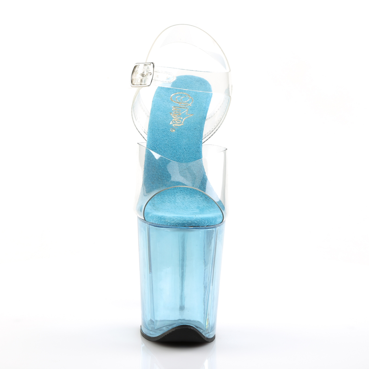 Pleaser Flamingo-808T C/LBL - Průhledné sandály na vysoké platformě