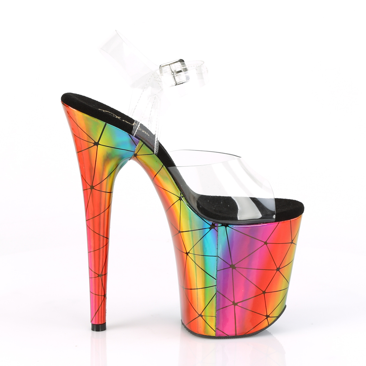 Pleaser Flamingo-808WR C/LSRBOWHG - Průhledné sandály na vysoké platformě