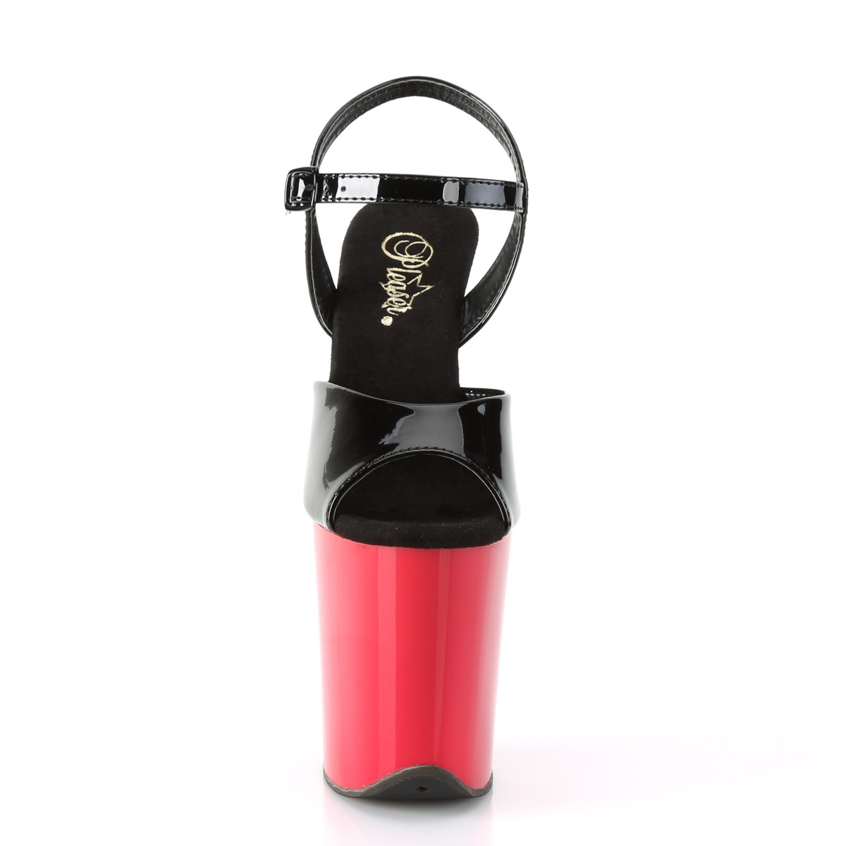 Pleaser Flamingo-809 B/R - Lesklé černé sandály na vysoké platformě