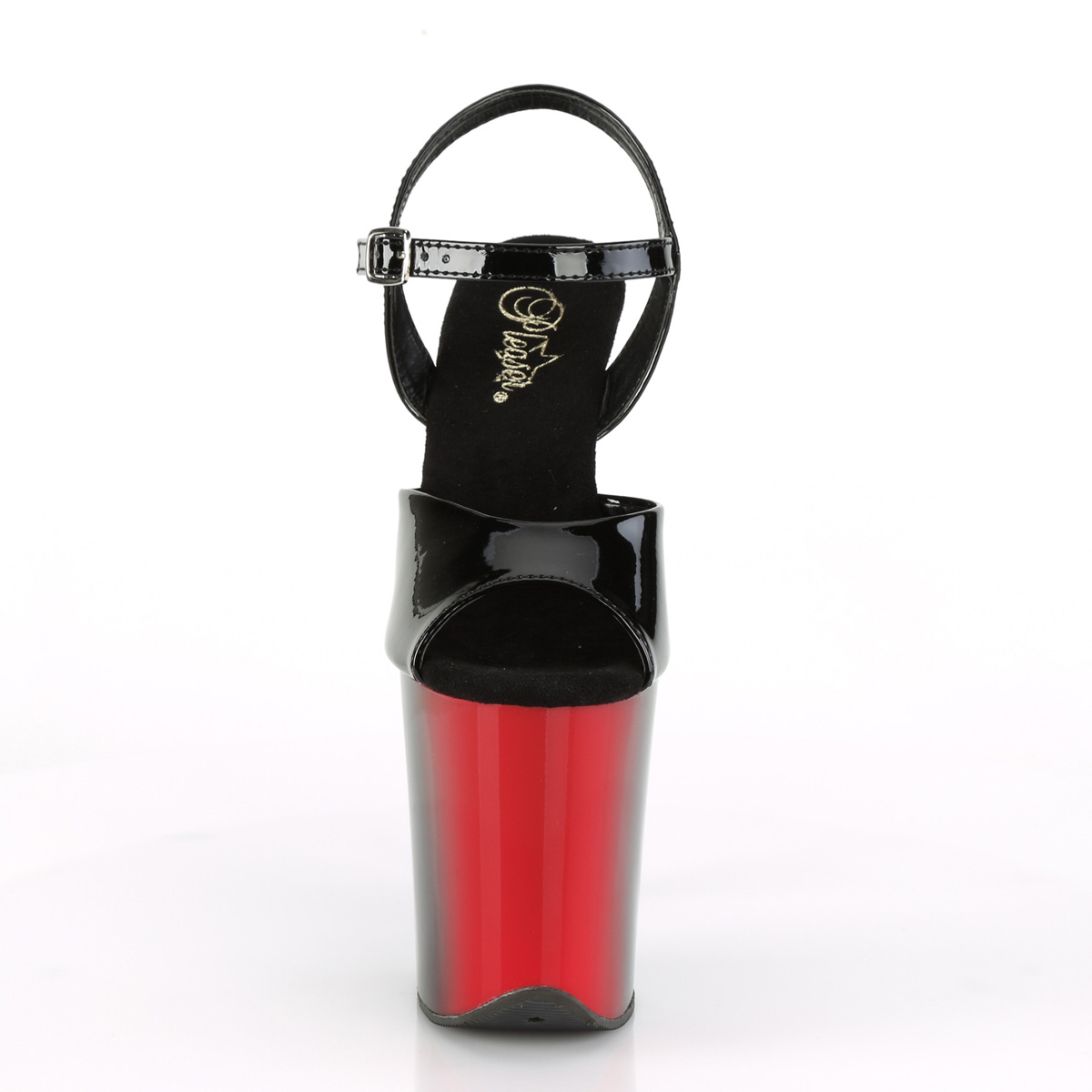 Pleaser Flamingo-809BR B/R-B - Lesklé černé sandály na vysoké platformě