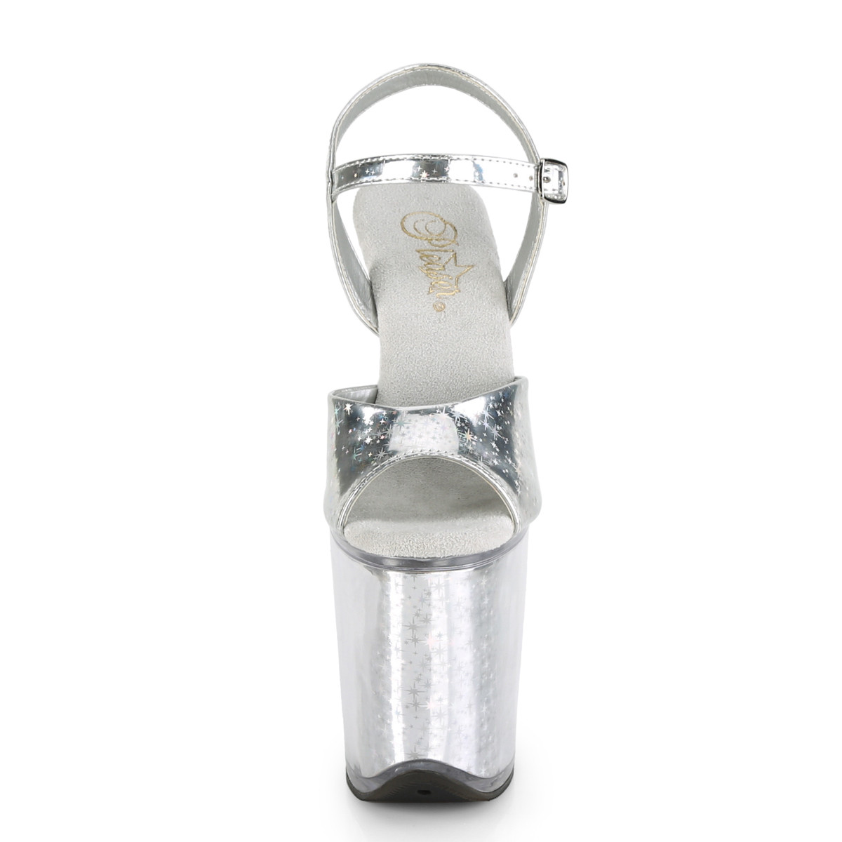 Pleaser Flamingo-809HS SHG/SHGI - Stříbrné sandály na vysoké platformě