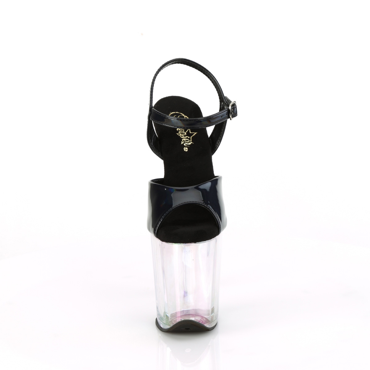 Pleaser Flamingo-809HT BHG/HG - Lesklé černé sandály na vysoké platformě