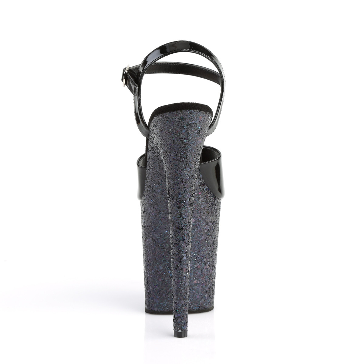 Pleaser Flamingo-809LG B/M - Lesklé černé sandály na vysoké platformě