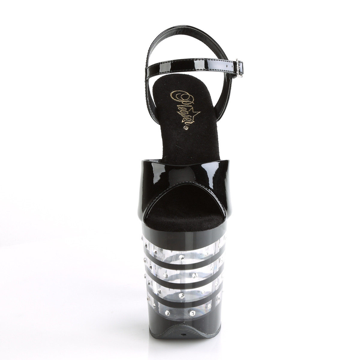 Pleaser Flamingo-809LNRS B/M - Lesklé černé sandály na vysoké platformě