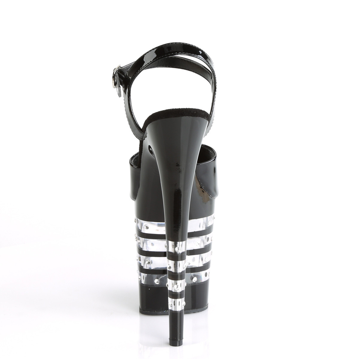 Pleaser Flamingo-809LNRS B/M - Lesklé černé sandály na vysoké platformě