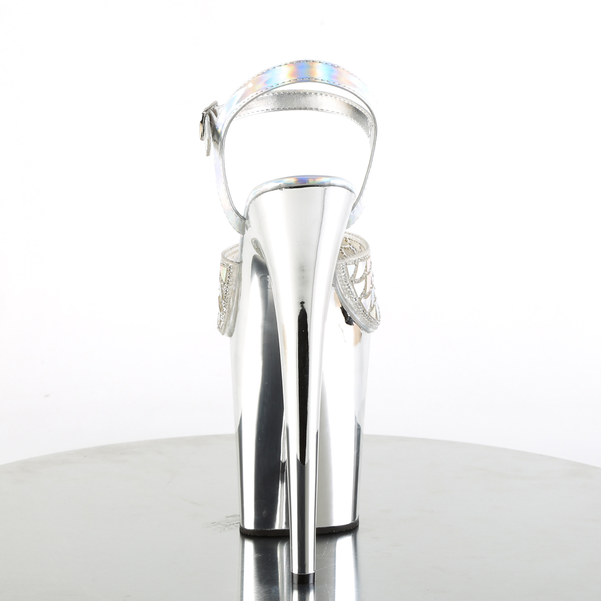 Pleaser Flamingo-809MMRS SHG/SCH - Stříbrné sandály na vysoké platformě