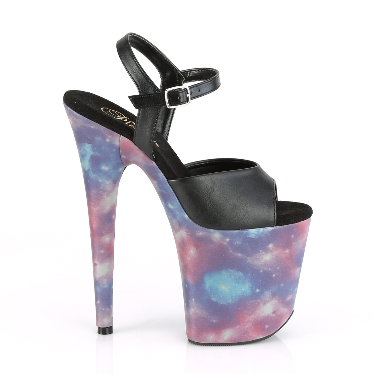 Pleaser Flamingo-809REFL BPU/PPBL - Černé sandály na vysoké platformě