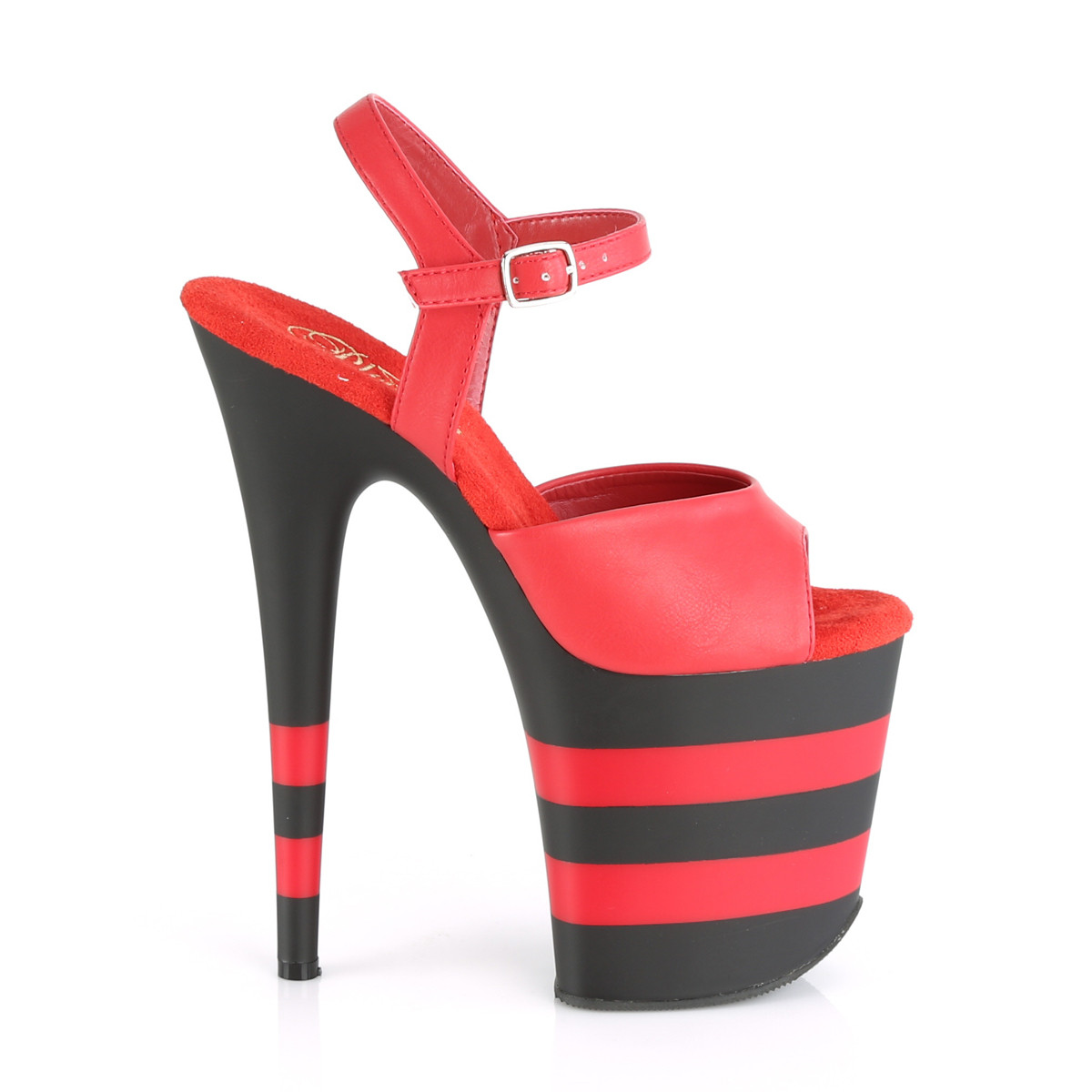 Pleaser Flamingo-809SR RPU/B-R - Červené sandály na vysoké platformě