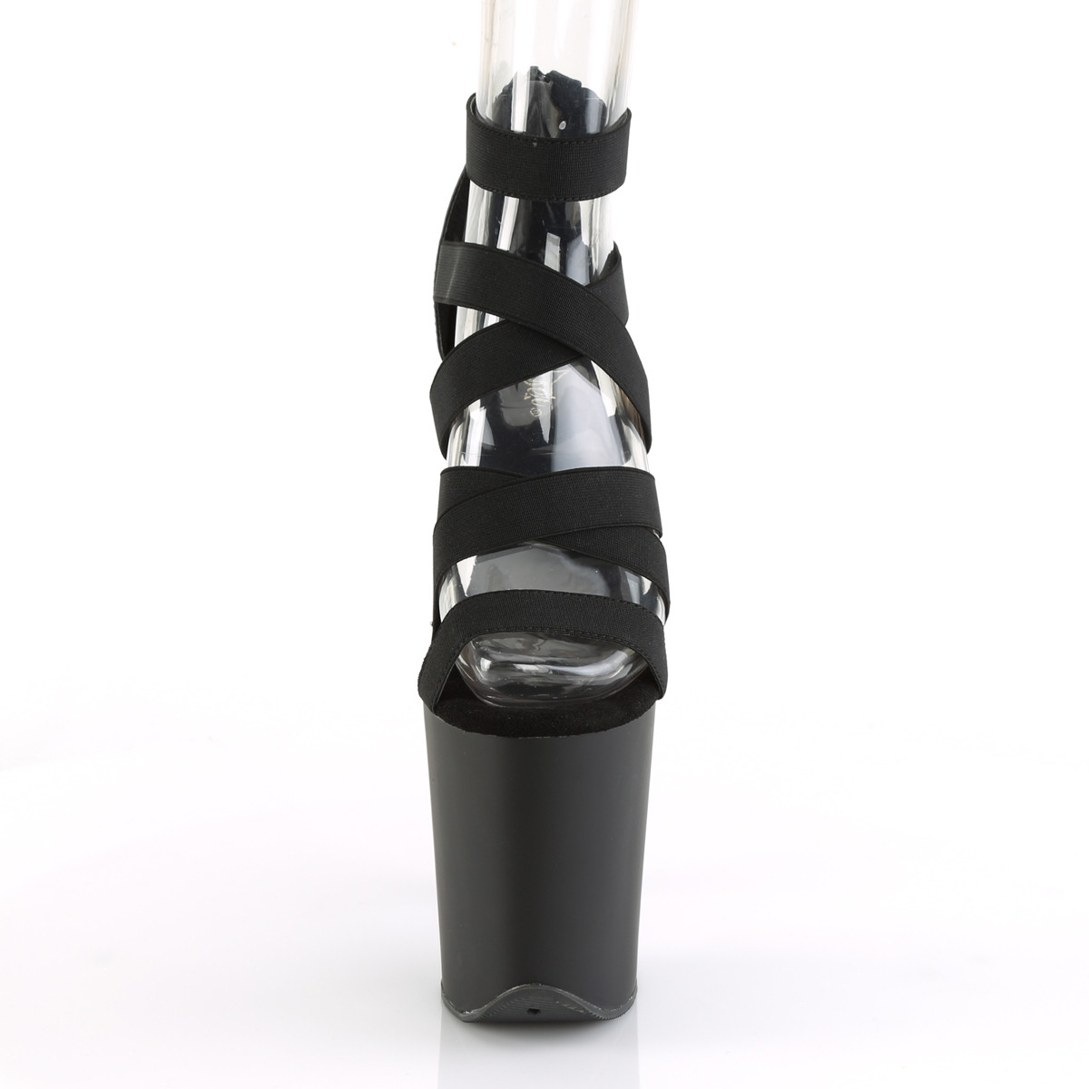 Pleaser Flamingo-859 BELS-PU/M - Černé boty s páskem přes kotník na vysoké platformě