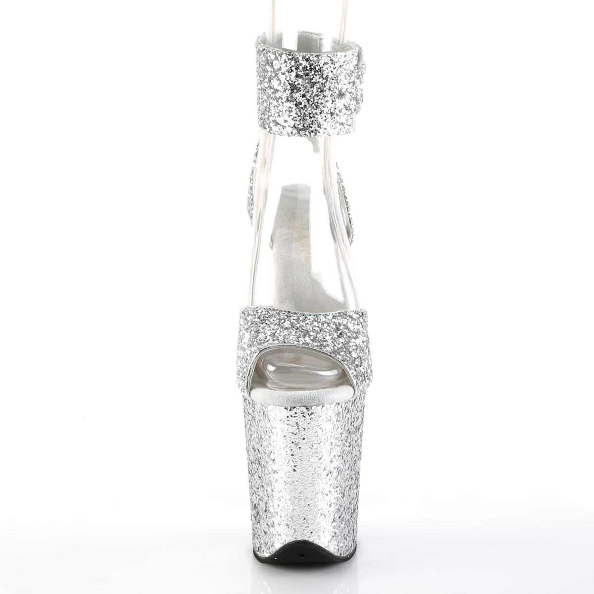 Pleaser Flamingo-891LG SG/M - Stříbrné boty s páskem přes kotník na vysoké platformě