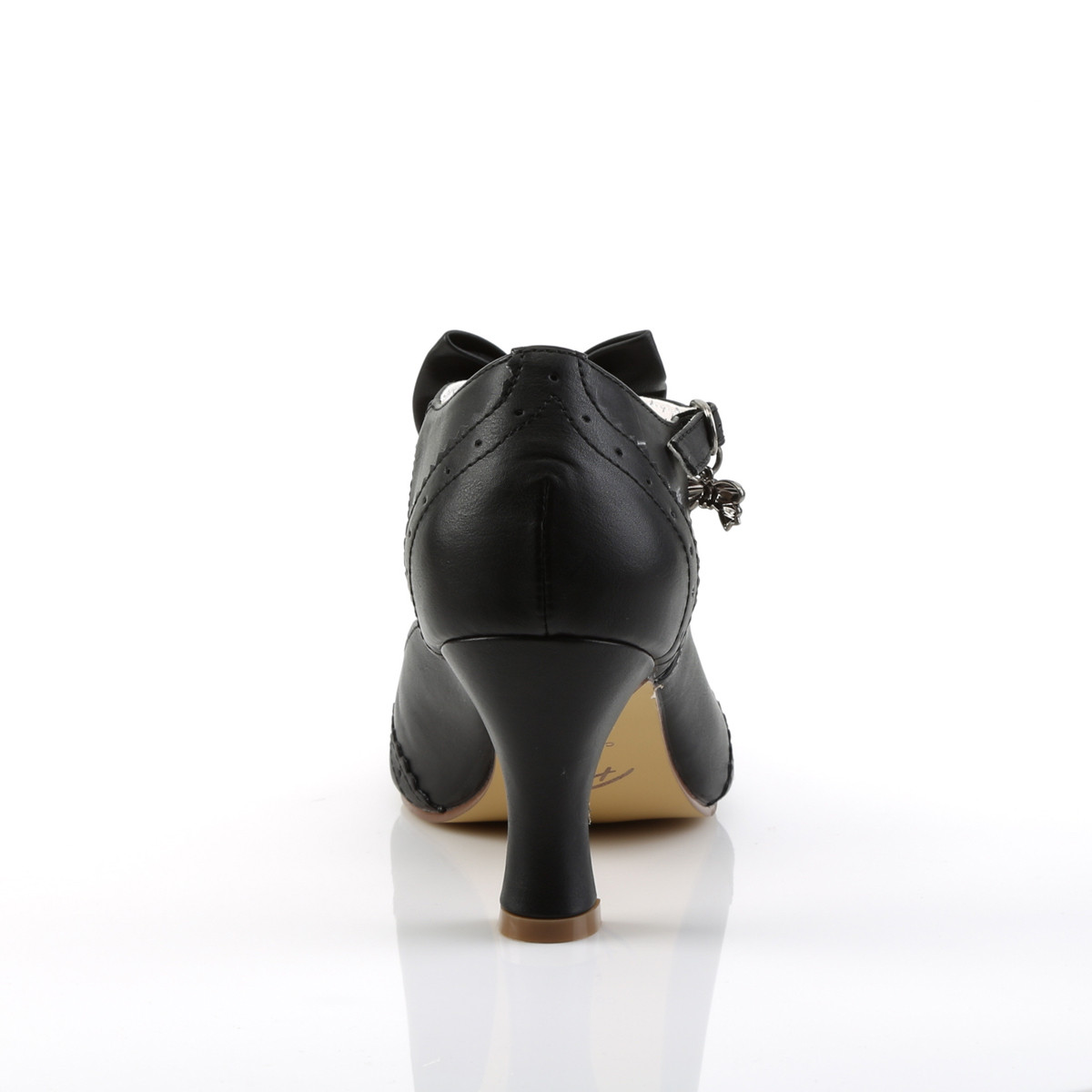 Pin Up Couture Flapper-11 BPU - Černé lodičky s páskem bez platformy s širokými podpatky