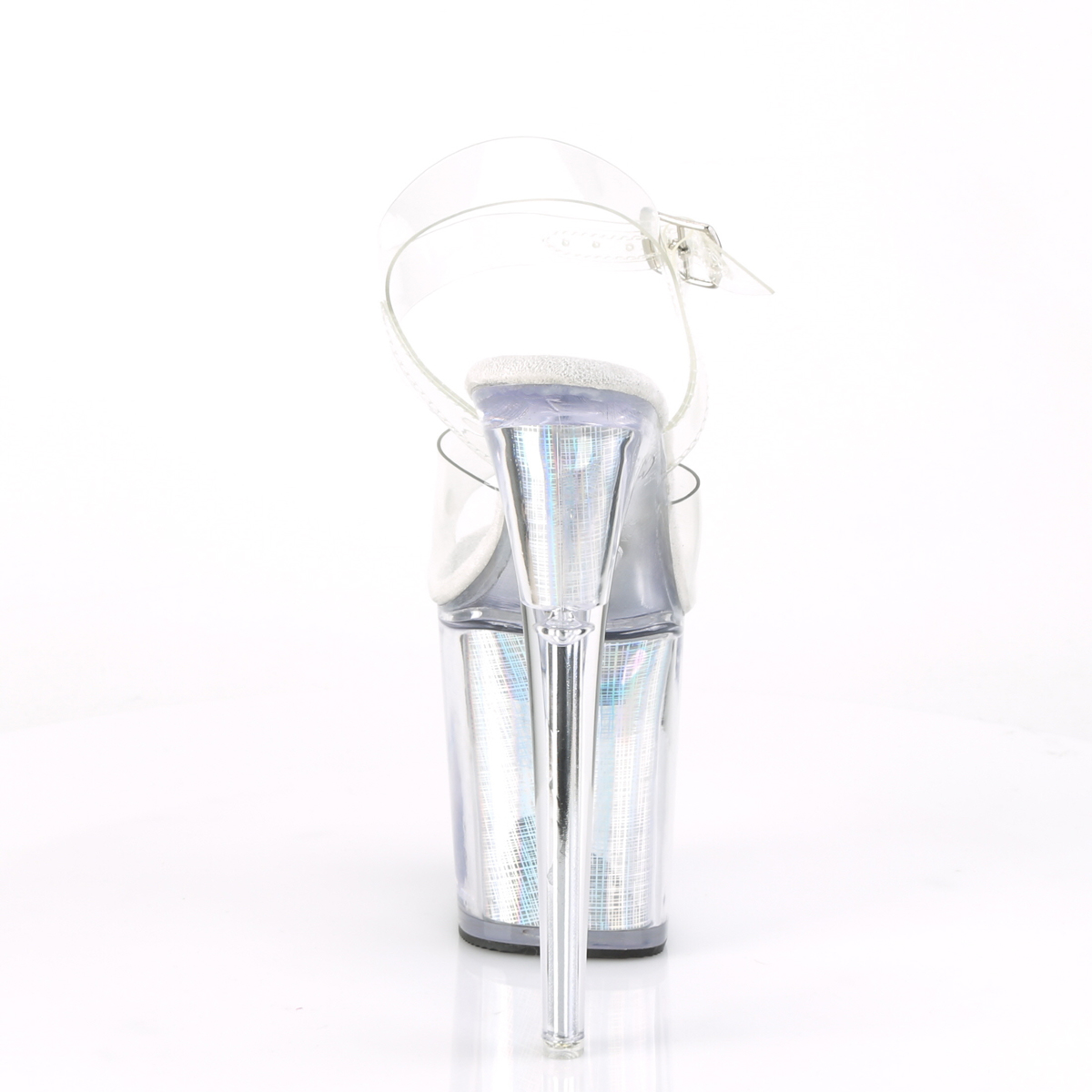 Pleaser Flashdance-808CH C/SHG - Průhledné svítící sandály na vysoké platformě