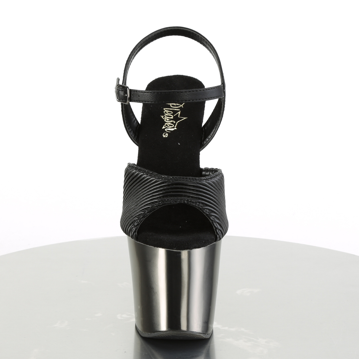 Pleaser Hex-709 BQTPU/PWCH - Černé sandály na vysoké platformě